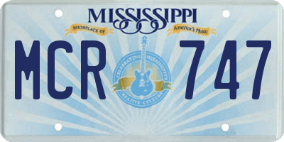 MS license plate MCR747
