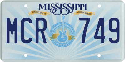 MS license plate MCR749