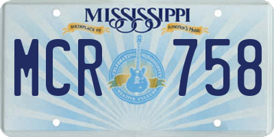 MS license plate MCR758