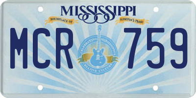 MS license plate MCR759