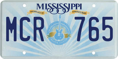 MS license plate MCR765