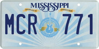 MS license plate MCR771