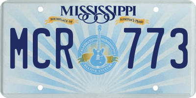MS license plate MCR773