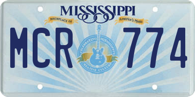 MS license plate MCR774