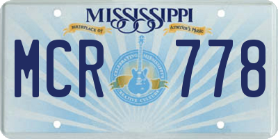 MS license plate MCR778