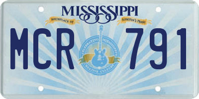 MS license plate MCR791