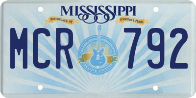 MS license plate MCR792