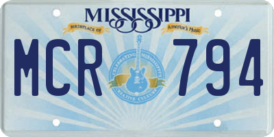 MS license plate MCR794