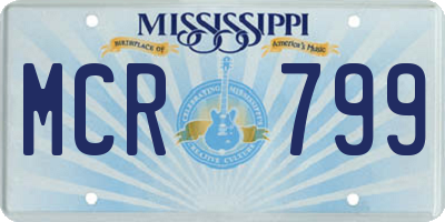 MS license plate MCR799