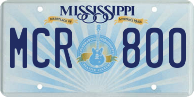 MS license plate MCR800