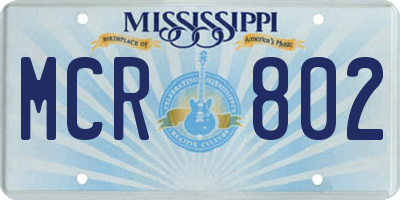 MS license plate MCR802