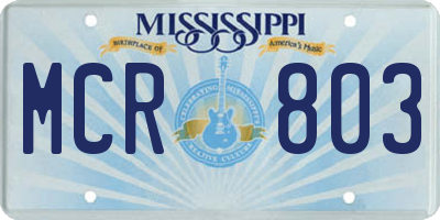 MS license plate MCR803