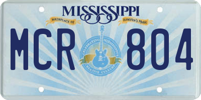 MS license plate MCR804