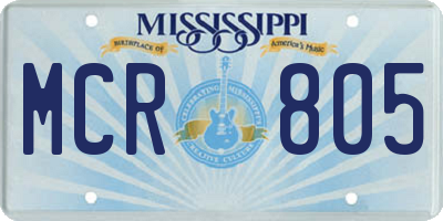 MS license plate MCR805