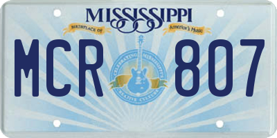MS license plate MCR807
