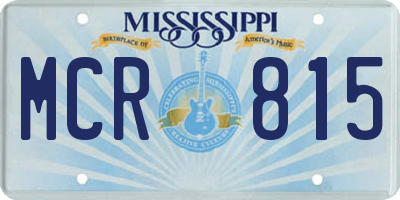 MS license plate MCR815