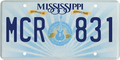 MS license plate MCR831