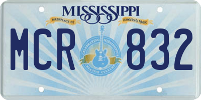 MS license plate MCR832