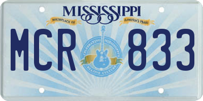 MS license plate MCR833