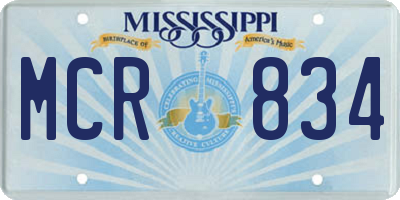 MS license plate MCR834