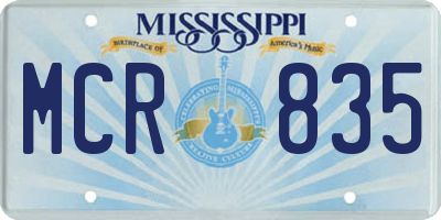 MS license plate MCR835