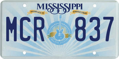 MS license plate MCR837