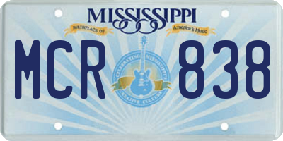 MS license plate MCR838