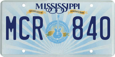 MS license plate MCR840