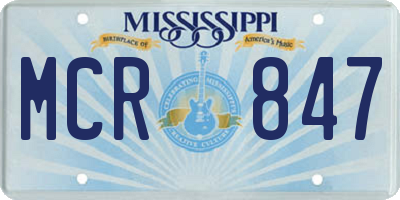 MS license plate MCR847