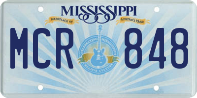 MS license plate MCR848