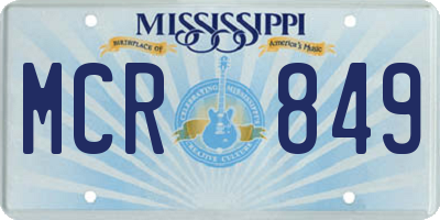 MS license plate MCR849