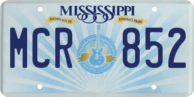 MS license plate MCR852