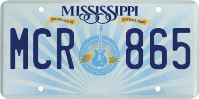 MS license plate MCR865