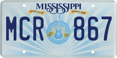 MS license plate MCR867