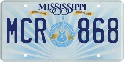 MS license plate MCR868