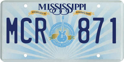 MS license plate MCR871