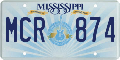 MS license plate MCR874