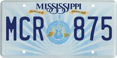 MS license plate MCR875