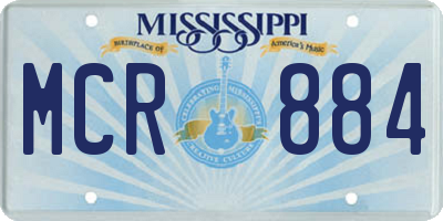 MS license plate MCR884