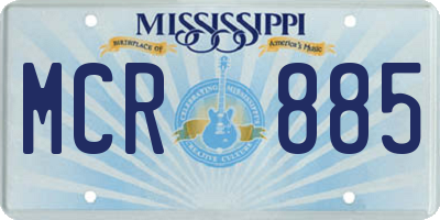 MS license plate MCR885