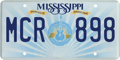 MS license plate MCR898