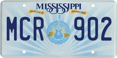 MS license plate MCR902