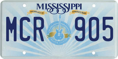 MS license plate MCR905