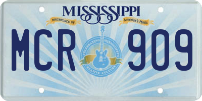 MS license plate MCR909