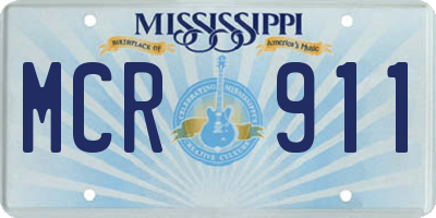 MS license plate MCR911