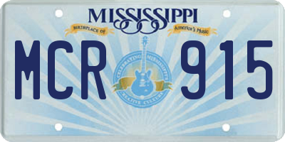MS license plate MCR915