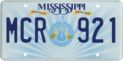 MS license plate MCR921
