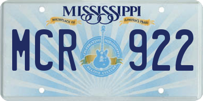 MS license plate MCR922