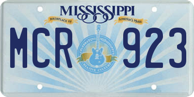 MS license plate MCR923