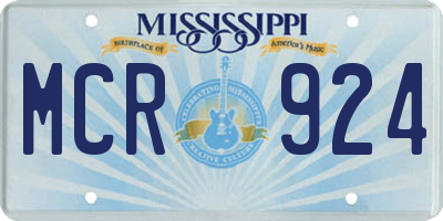 MS license plate MCR924